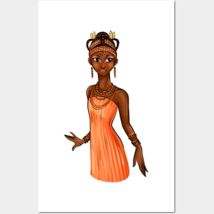 Black is Beautiful - Benin Afrocentric Melanin Girl in traditional outfit Posters and Art